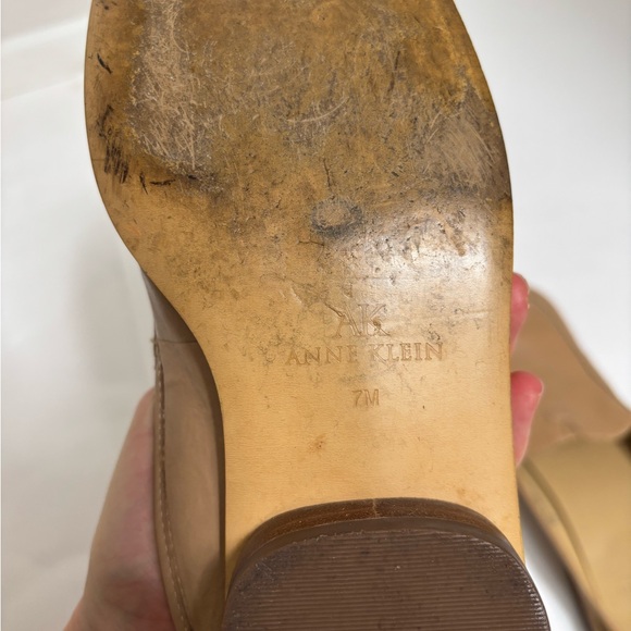 Ann Klein camel tan leather loafers‎ clogs flats square toe slip on mules size 7 - Picture 7 of 12